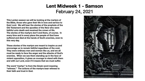 Lent Midweek 1 (Samson) - February 24, 2021