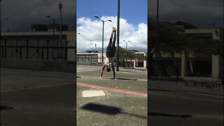 Outdoor handstand practice