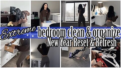 *EXTREME* BEDROOM DEEP CLEAN & ORGANIZE PT. 1 ✨| BEDROOM NEW YEAR RESET & REFRESH 💙 2022 | ez tingz