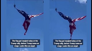 WOW!! Before Trump came on stage, our FLAG got tangled in shape of ANGEL