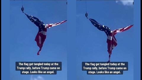 WOW!! Before Trump came on stage, our FLAG got tangled in shape of ANGEL