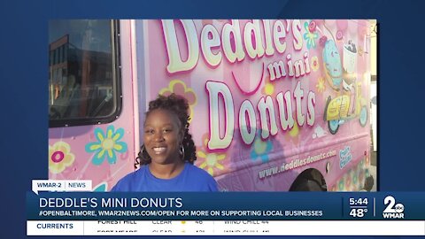 Deddle's Mini Donuts says "We're Open Baltimore!"