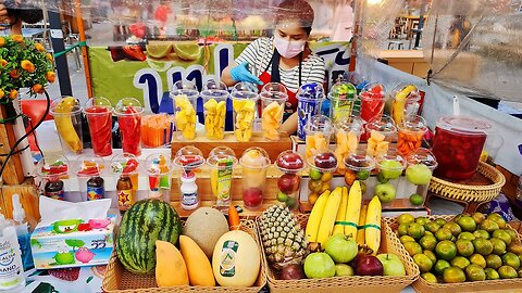 Mix Fruit Smoothie, Passion fruit, Lemon, Orange - Slushie Juice | Thailand street food Bangkok