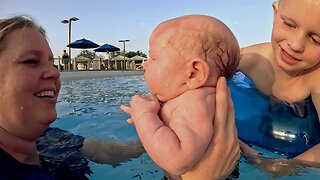 Introducing Baby Theodor to the Swimming Pool