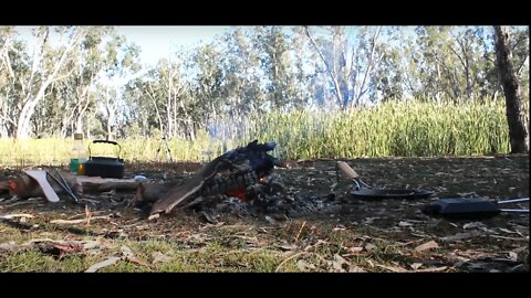 ASMR camping, grilled duck breast and beef goulash on open fire