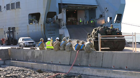 U.S. Army tanks arrive at the port of Gladstone, Australia for Talisman Sabre 23