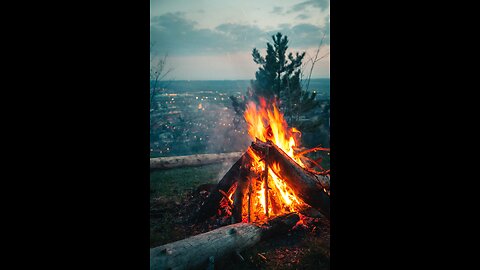 bonfire with nature and humming birds for chill focus and relaxation