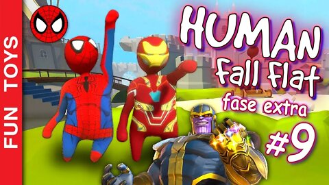 Human Fall Flat #9 - Homem de Ferro e Homem-Aranha Invadindo uma base secreta de THANOS!!! 😂 EXTRA