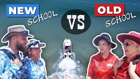 EXTREME fishing COMPETITION with the MOMS || Old school vs New school