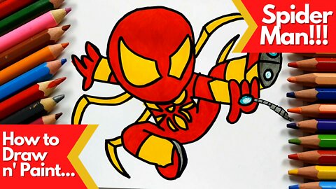 How to draw and paint Spider Man Chibi Iron Spider
