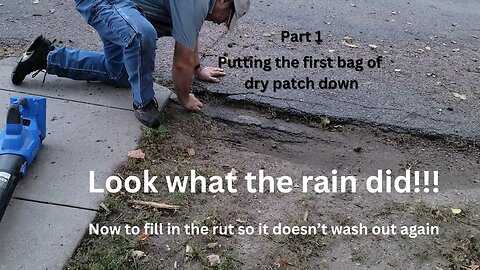 How to patch a hole with Asphalt Patch, Part 1: we add the first bag