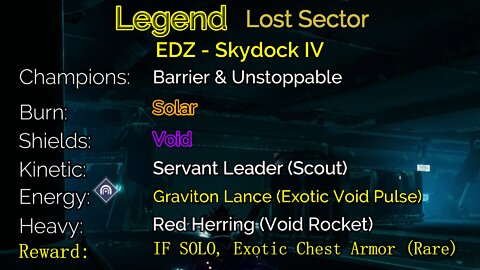 Destiny 2 Legend Lost Sector: EDZ - Skydock IV 6-13-22