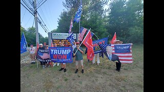 Sign wave to support President Trump in 100 degrees heat wave in Manchester, NH! (June 1, 2023)