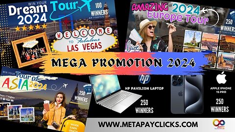 MetaPayClicks Special Mega Giveaways 2024 #givaways #promo #lasvegas #win #bali #europetravel