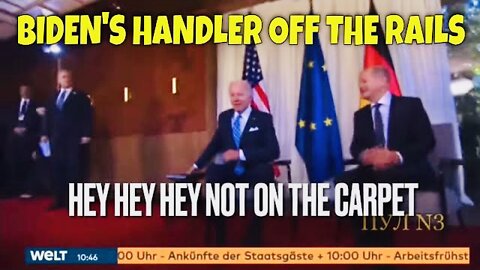 BIDEN'S HANDLER gets AGGRESSIVE in Germany, barking "OFF THE RED CARPET" (someone SHUT HER UP!)