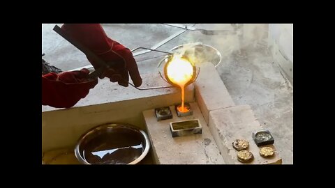 This Friday’s video. Brass melt, brass ingot, brass coin. Devilforge