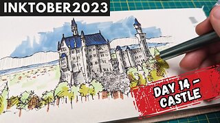 Inktober Day 14 - Sketching a Castle in Ink and Promarkers
