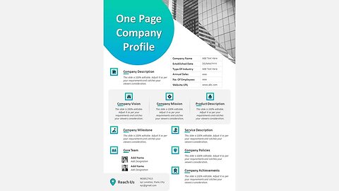 One Pager Company Profile PowerPoint Slide