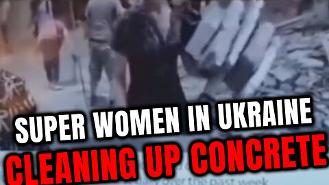 Strange Video of Women Cleaning up debris - pick up loads of Concrete like it nothing Super Women