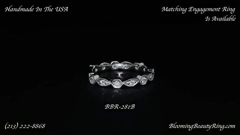 BBR-281B Matching Wedding Band To BBR-281E By BloomingBeautyRing.com