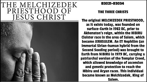 The original MELCHIZEDEK PRIESTHOOD, as it exists today, was founded on surface-Earth in 1982 BC, pr