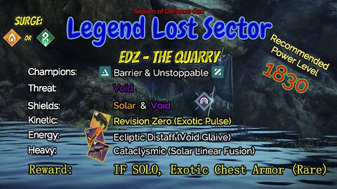 Destiny 2 Legend Lost Sector: EDZ - The Quarry on my Solar Hunter 5-10-23