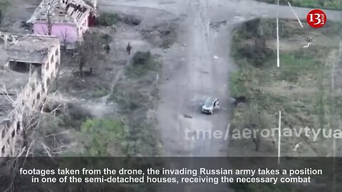The moment Russian soldiers carrying food and ammunition to their hiding place are targeted