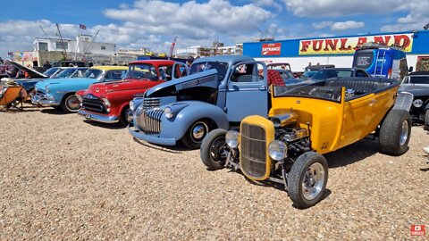 Hot Rods, Street Rods & Custom Cars at Victory Wheelers Reunion 2022 on Hayling Island Beach, UK