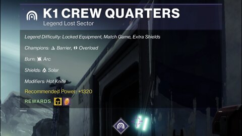 Destiny 2 Legend Lost Sector: The Moon - K1 Crew Quarters 1-20-22