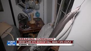 Driver slams into bedroom wall and nearly hits sleeping couple