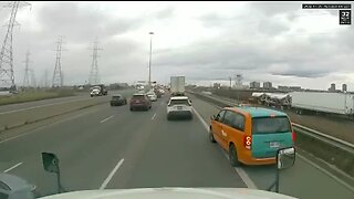 Cutting off trucks in traffic