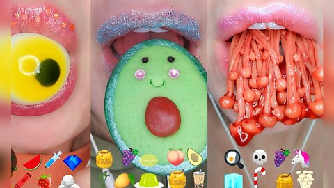 14 Minutes For Sleep Relax Study ASMR Satisfying Eating Emoji Food Compilation Mukbang