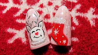 Nail Art Christmas Reindeer 💅🦌⭐