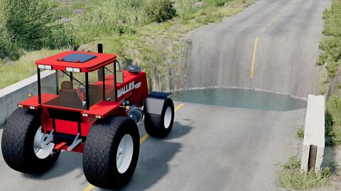 Tractor vs Giant Pit 2 | BeamNG | Crash Cars Games