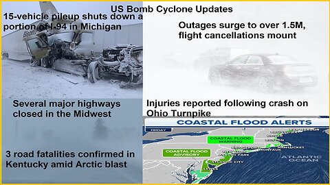 WINTER BOMB CYCLONE: Power Outages surge to over 1.5M, Vehicle Crashes, Etc.