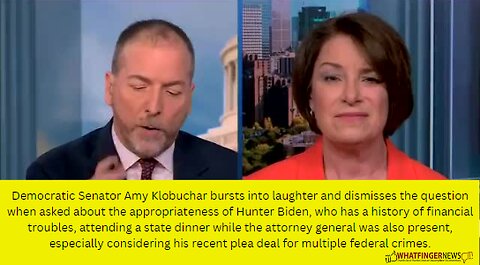 Democratic Senator Amy Klobuchar bursts into laughter and dismisses the question