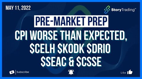 5/11/22 PreMarket Prep: CPI Worse Than Expected + $CELH $KODK $DRIO $SEAC & $CSSE