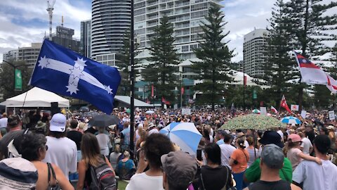 Pauline Hanson speaks at the ‘Millions March’ on the Gold Coast Australia