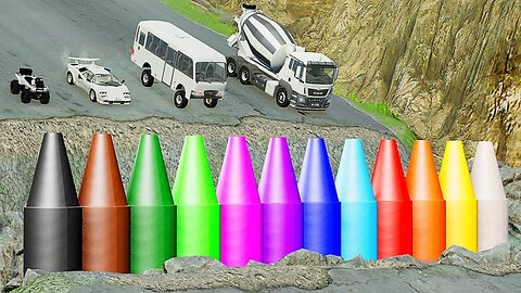Colorful Crayon Chaos! Downhill Obstacle Course - BeamNG.drive - Game Over