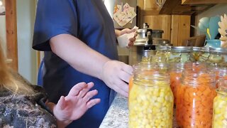 Canning carrots, corn and potatoes