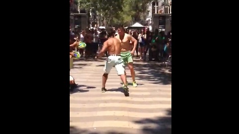 Capoeira street artists perform impressive 'dance fight'