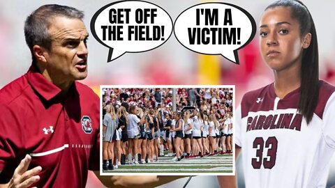 Female College Athlete PLAYS VICTIM After South Carolina Football Coach Tells Her To Get Off Field