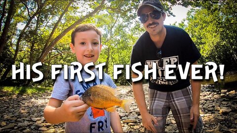 Catching His First Fish Ever!!!!