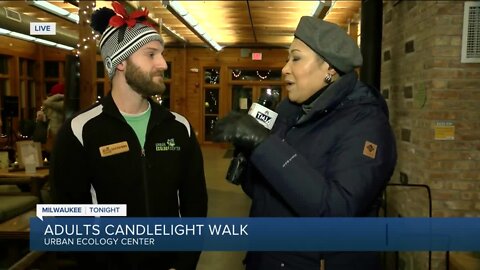 Adults candlelight walk underway at Urban Ecology Center
