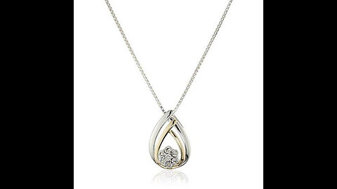Sterling Silver Diamond Miracle Plate Teardrop Pendant Necklace and Stud Earrings (110 cttw, I...