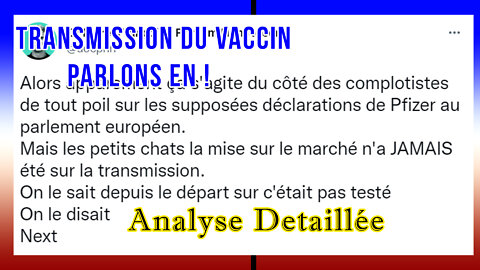 Transmission du Vaccin : Analyse complète ! | Pfizer au parlement européen