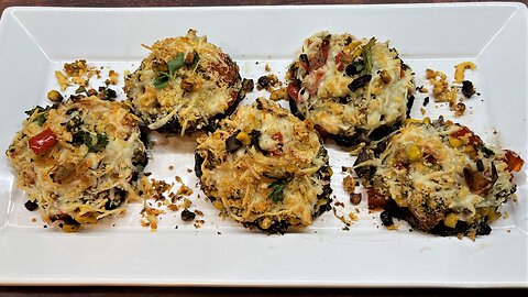 Cheese & Vegetable Stuffed Mushrooms l Stuffed Portobello Mushrooms Recipe l By Gastro Guru