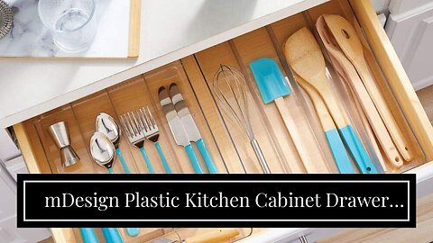 mDesign Plastic Kitchen Cabinet Drawer Storage Organizer Tray - for Storing Organizing Cutlery,...