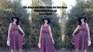 The Black and White Polka Dot Red Rose 1950s Style Grace Karin Dress