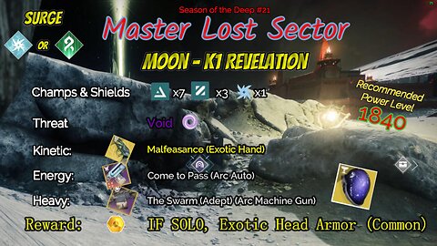 Destiny 2 Master Lost Sector: Moon - K1 Revelation on my Strand Warlock 7-6-23